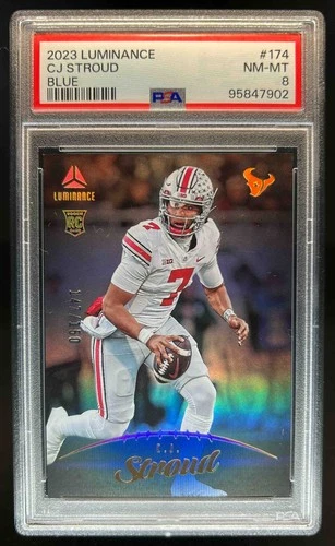 2023 Panini Luminance C.J. Stroud RC Blue Rookie #/150 Texans PSA 8