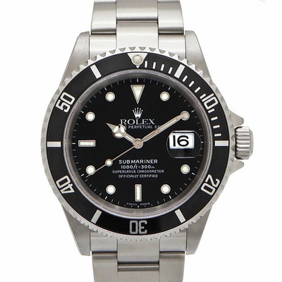 ROLEX Submariner Date 16610 schwarz Gehäusegröße 40 mm gebrauchte Herrenuhr #...