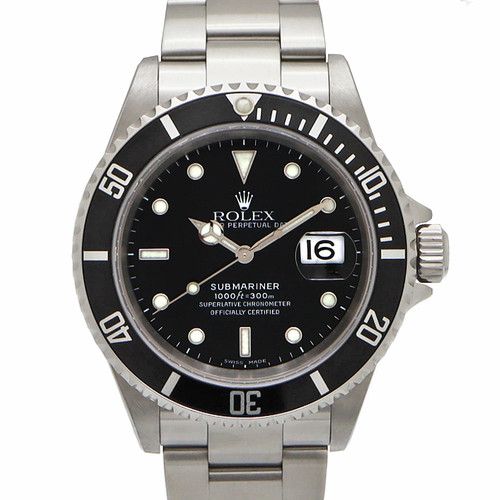 ROLEX Submariner Date 16610 Black Case Size 40mm Men's Used Watch #553326