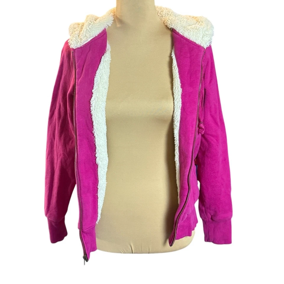 Y2k Old Navy 毛皮衬里连帽衫女式 S 码粉色 — 第 2/4 张图片