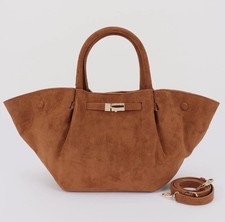 Women  s Faux Suede Tote Bag Gold Buckle Shoulder Handbag Large Capacity