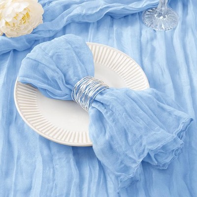 20 PCS Light Blue Cheesecloth Napkins 21x21 Inch Wedding Bridal Party Decor