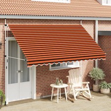 Manual Retractable Awning 350 cm Orange and Brown vidaXL