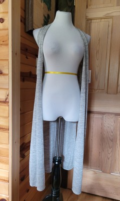 Women's Lularoe JOY Long Layering Vest  Bathing Suit Cover-up Grey Soft Sz Xs