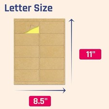 30 Sheets, Kraft Sticker Paper Labels, Laser/Inkjet Printing - Letter Size 4x2   