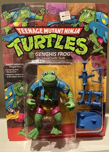 1989 Playmates TMNT Genghis Frog 14 Back MOC Unpunched w/MOC Master Case Vintage