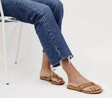 UGG Women's Tuolumne Leather Flip Flops Sandals Thongs Size 7  $70 in Almond