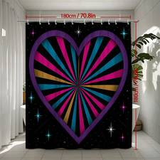 Colorful Heart Shower Curtain - Retro Style Home Decor