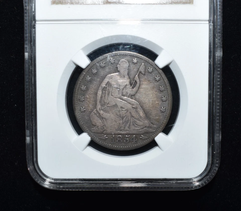 1854 Seated Liberty Half Dollar 50 Cent Silver Coin - NGC VG 10 - Image 3 of 4