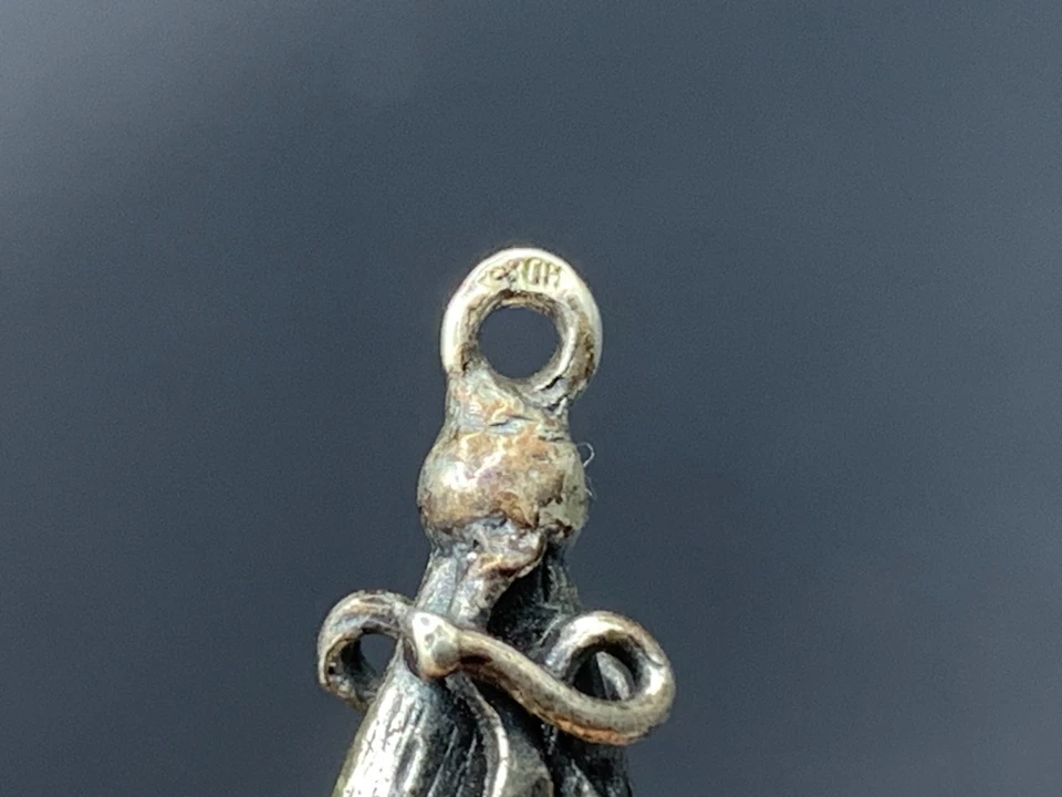 Victorian .835 Silver Watch Chain Fob Pendant Hunting Charivari Deer Hoof Claw - Image 4 of 4