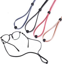 Pack of 4 Eco Leather Eyeglass Straps,Luxurious Adjustable Eyewear Retainers, An