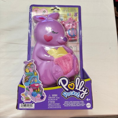 Polly Pocket NIB 2 in 1 Mama & Joey Kangaroo Purse, Travel Toy W/2 Micro Dolls 