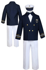 Baby Boys Toddler Navy Captain Sailor Suit Formal White Pants Outfits S-7 M: 6-