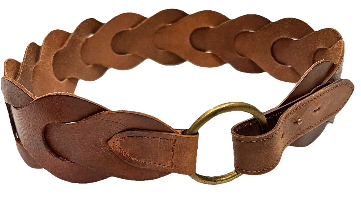 Old Navy Braided Brown Faux Leather Double Loop Buckle Belt Womens Vintage Women main image 4