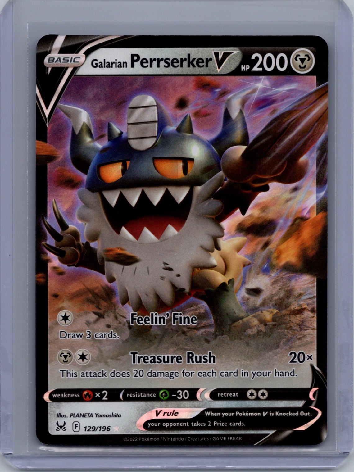 Galarian Perrserker V Ultra Rare SWSH11: Lost Origin 129/196 NM