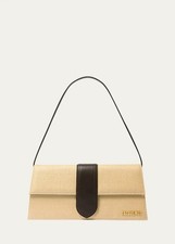 JACQUEMUS Le Bambino Long Dark Brown Leather Trim Shoulder Bag