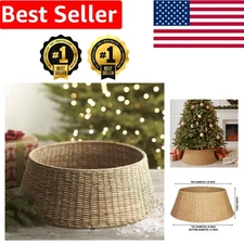 27in Eco-Friendly Christmas Tree Collar - Natural Woven Jute for Festive Style