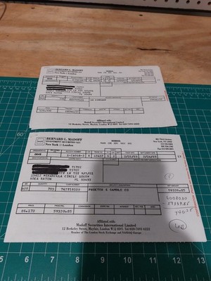 BERNIE MADOFF INVOICE FOR 3M Procter Gamble PONZI SCHEME Receipt Lot