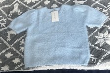 LOVETREND Women's Light Blue Fuzzy Puff Sleeve Sweater Size PM