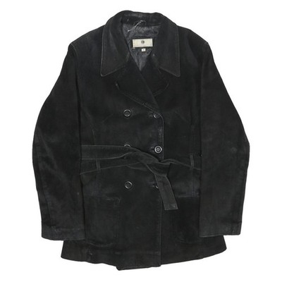 THE OUTER EDGE Damen Schwarze Wildleder-Knopfjacke M Klassisch Maßgeschneidert