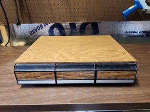 Vintage Cassette Tape Faux Wood Grain Storage Case Holder 3 Drawer 42 Tapes