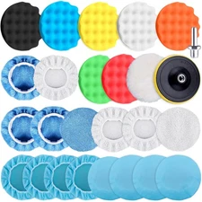 SIQUK 26 Pieces Car Polisher Buffing Pads 5 Inch Car Polishing Pad Kit Foam P...