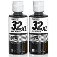 32XL Black Ink Bottle Refill 2-Pack 165ml Each for HP Smart Tank Printers