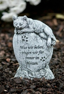 Frostfeste Steinfigur Grabschmuck Katze Was wir lieben Gartenfigur Steinguss