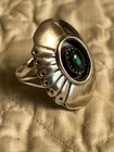 Vintage Navajo Sharon Cisco Sterling Silver 925 Deep Green Stone Ring Size 6