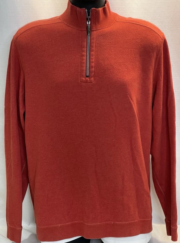 Tommy Bahama Reversible Pullover 1/4 Zip Long Sleeve Sweater Size Large Reddish