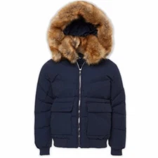 Jordan Craig Men's HOLLIS BOMBER NAVY BLUE JACKET FUR HOOD MOOSE MEDIUM NEW WOW