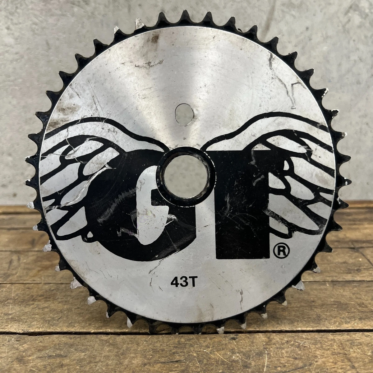 Old School BMX GT 43t Big Wing Sprocket 43 Tooth 80s Freestyle Silver Alloy A1