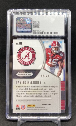 2020 Panini Prizm Draft Picks Xavier Mckinney Rookie Orange Pulsar /20 CSG 9.5 - Bild 2 von 2
