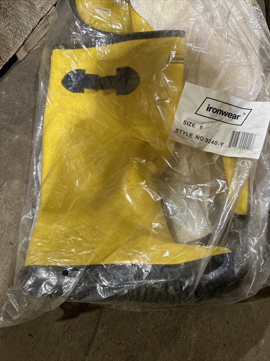 IRONWEAR Yellow Rubber Waterproof Work Boots Mens 8 Model 9240-Y