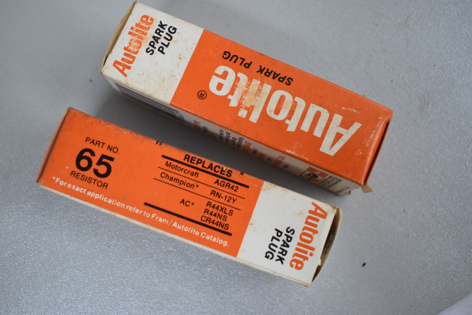 2 pc. AUTOLITE  RESISTOR  SPARK PLUG  #65 NEW OLD STOCK