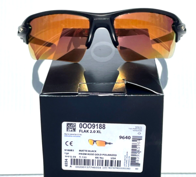 NEW Oakley FLAK 2.0 XL Matte Black POLARIZED PRIZM Rose Gold