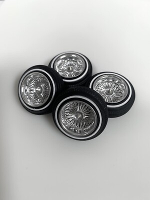 1:18 13  Deep Dish Daytons Chromed With 520 Tires And Bullet Cap.