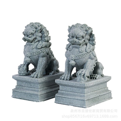 Chinesischer kleiner Stein Löwe Charm Dekoration blauer Sandstein Tischdeko - Bild 5 von 6