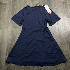 NWT FXJC Womans Shift Dress Navy Blue Short Sleeve Size L