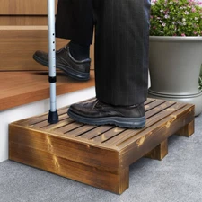 URFORESTIC Solid Wood Indoor/Outdoor 3 1/2" High Riser Step - Non-Slip All Weath