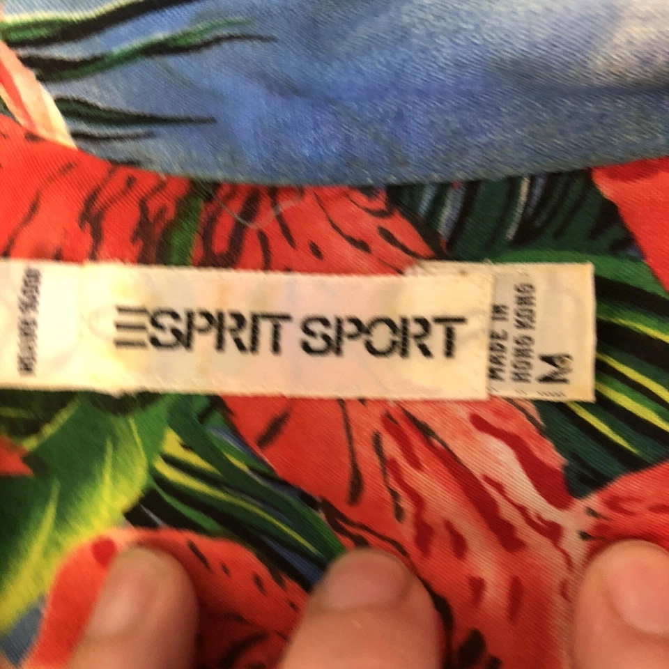 Vtg 80's Esprit Sport FLORAL Hawaiian Rayon RETRO SURFER LOOP Collar Camp Shirt - Image 2 of 4