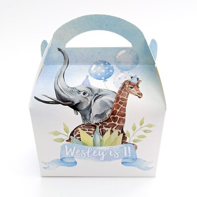 DSCHUNGEL Tiere Luftballon personalisiert Party Box Geschenk Leckerli Mittagessen Gastgeschenk Geburtstag