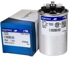 25+7.5 uF 370 VAC Genteq GE Capacitor 25/7.5 Dual MFD Run Round C32575R 97F9826
