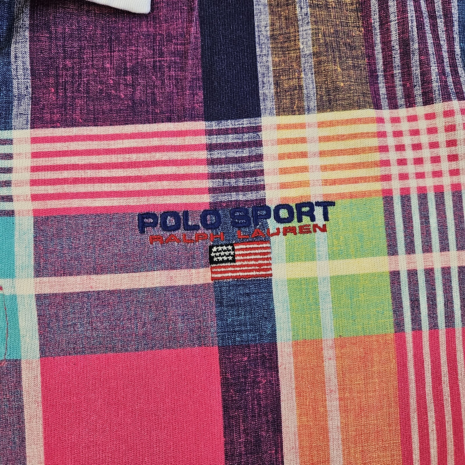 Ralph Lauren Polo Sport Classic Fit Pink Madras Plaid Rugby Shirt Men's Size XXL image 2