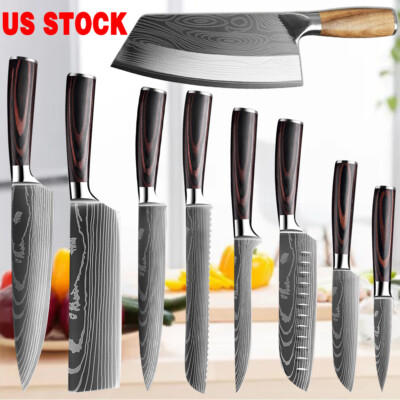 Kitchen knife Kit Japanese Damascus Steel Butcher Chef Knives Meat Cleaver Sharp