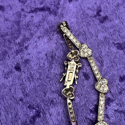 Vintage 925 Silver 7.75” Heart Bracelet Handcrafted Marked CZ .925 Silver China - Picture 11 of 22