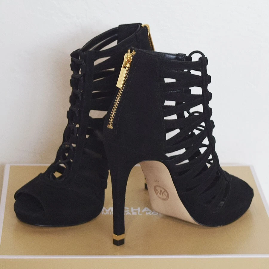 Michael Kors Clarissa tacco con cerniera in pelle scamosciata nera plateau punta aperta