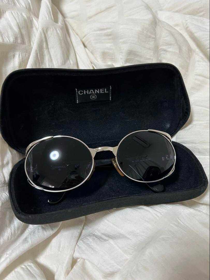 CHANEL 08848 45002 Sunglasses Silver black Frame Coco Mark