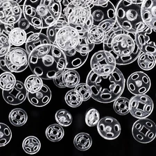 36 Sets Plastic Sew-On Snap Fasteners, Clear Snap Buttons for Fabric, Invisible