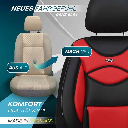 Fundas de asiento de coche Prime adecuadas para Ford Ka 2 RU8 desde 2008-2016 (negro-rojo) | NUEVO - Imagen 6 de 12